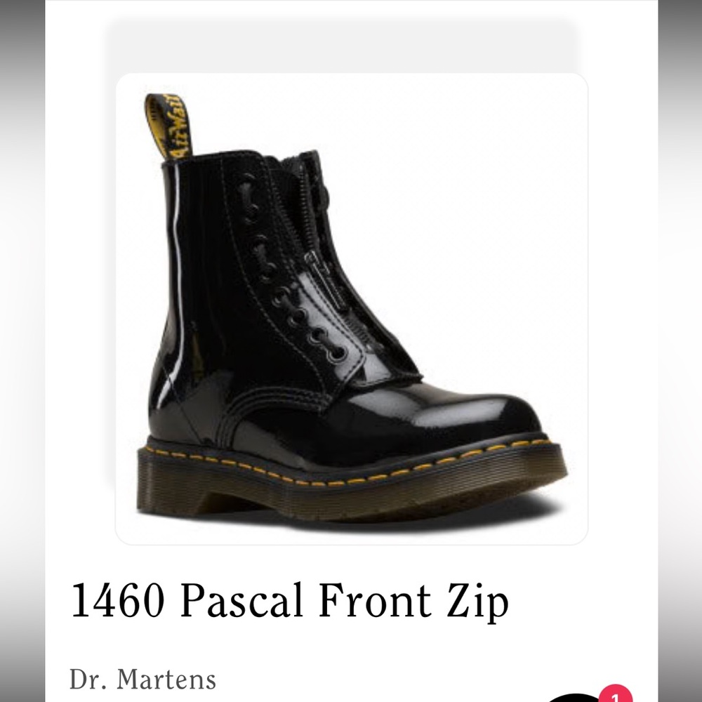 NWOT Dr. Martens Black Patent Leather Zip Front Boots